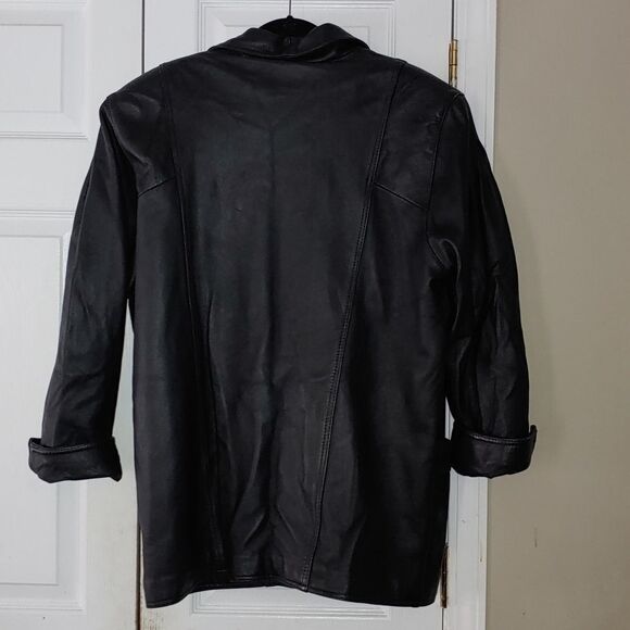 Soft black 100%  leather jacket Sz L EUC - Picture 4 of 5